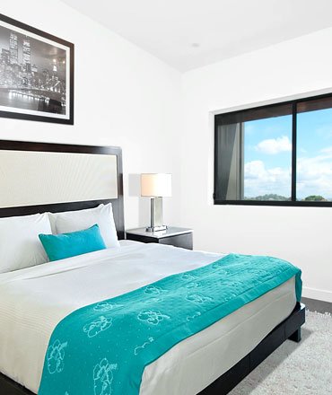 luxurious modern hotel room with balcony